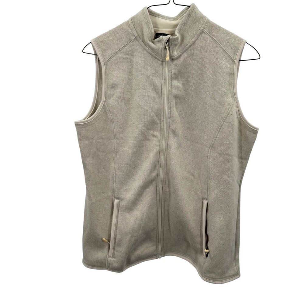 Womens Charles River Apparel Pacific Heathered Fleece Vest Ivory 2XL Full-Zip